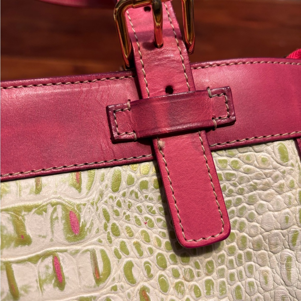 Rooney & Bourke Handbag Snakeskin Reptile Green/Pink Women’s OS Preppy Leather - Picture 7 of 14